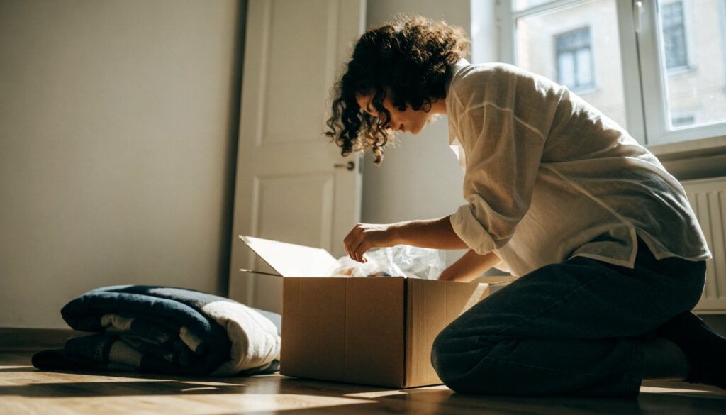 APL, ALS, ALF : quelle aide au logement pour les jeunes en 2026 ? Jeune femme déballant un carton dans son nouveau logement