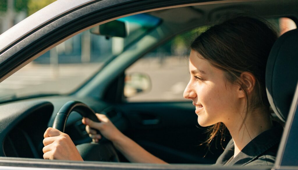 Aide de 500 € pour le permis supprimée : comment financer ton permis en 2026 ? Jeune conductrice au volant d'une voiture